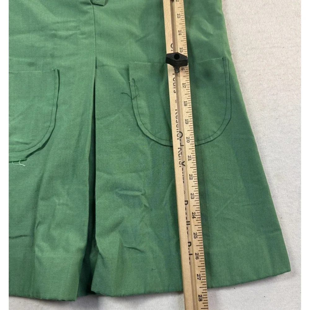 1960s Girl Scouts Uniform Culotte Romper Girls 10 Green Shift Button USA